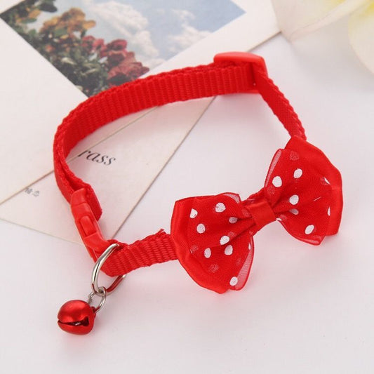 KFX-5681597 Bowknot Pet Collar with Bell in Multiple Colors - Polyester Material