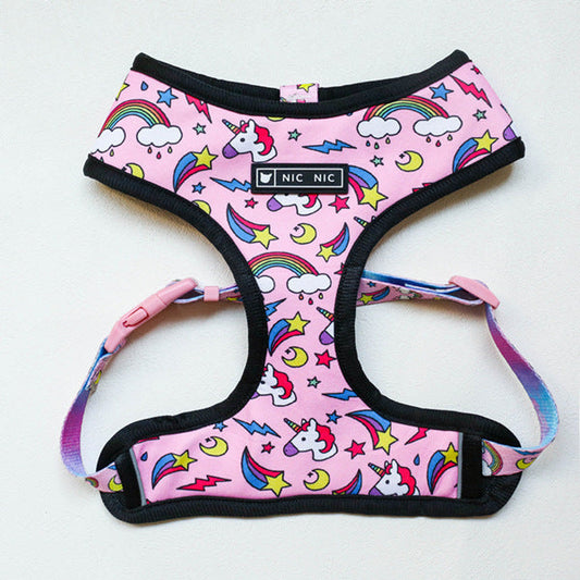 KFX-5690429 Breathable Mesh Chest Strap with Traction Rope for Pets - Unicorn Design