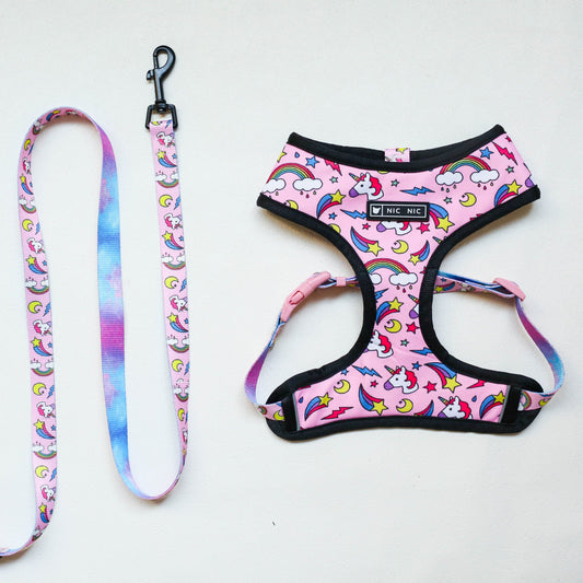 KFX-5690429 Breathable Mesh Chest Strap with Traction Rope for Pets - Unicorn Design