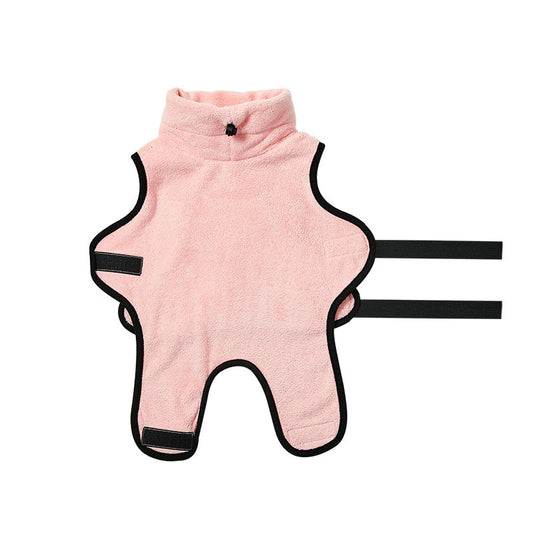 KFX-5690813 Thick Microfiber Absorbent Pet Bathrobe Towel for Dogs in Pink, Beige, Blue, and Yellow