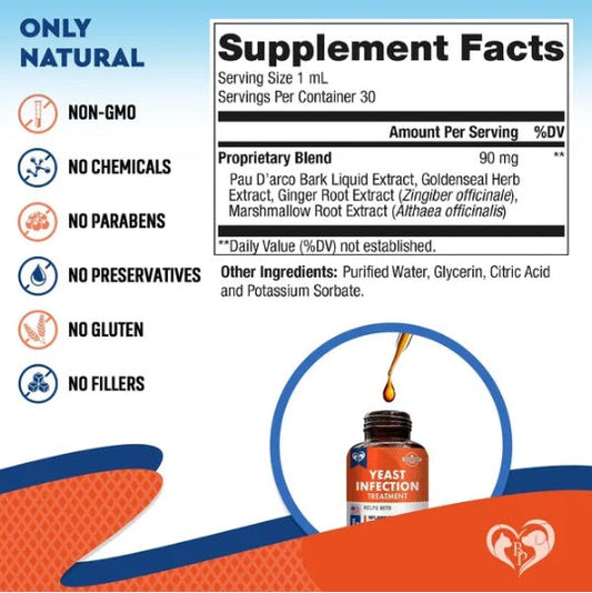 KFX-5696957 Natural Yeast Infection Relief for Dogs - Itchy Skin & Ear Treatment Drops, Reduces Inflammation & Irritation, Promotes Skin Health
