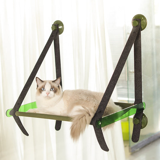 KFX-5698493 Window Sill Cat Hammock with Suction Cups - Comfortable Pet Bed in Green and Blue, Holds up to 35 kg