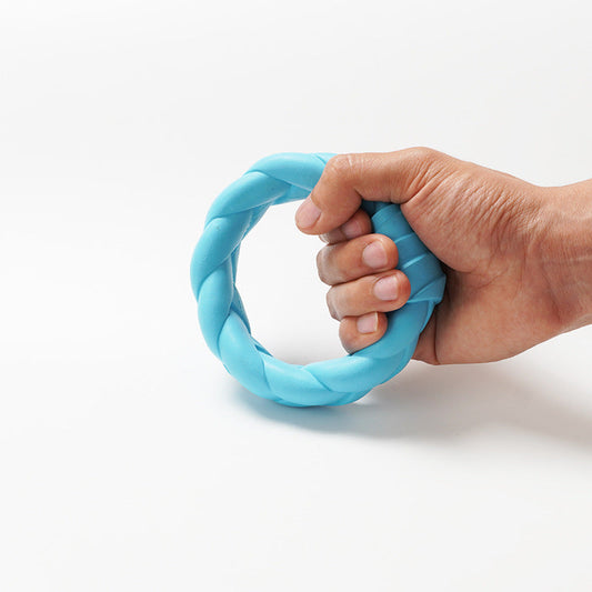 KFX-5705277 Interactive Rubber Dog Toy for Teeth Cleaning and Training - Woven Ring Shape, Meaty Flavor