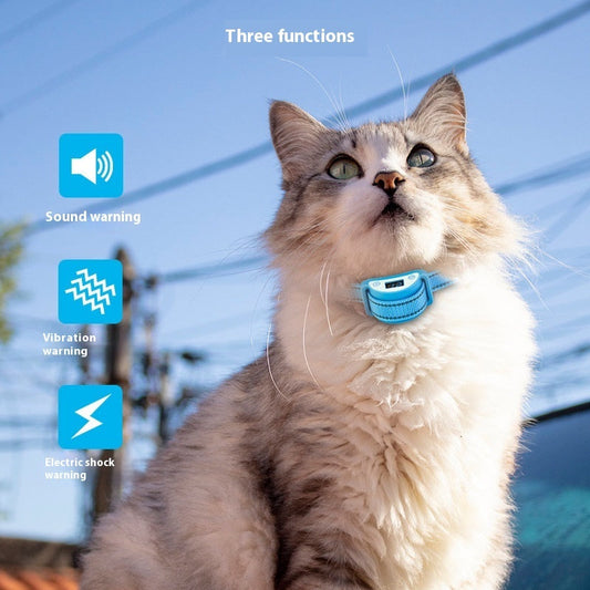 KFX-5710397 Sky Blue Waterproof Anti-Cat Call Bark Stopper Collar with Accessories