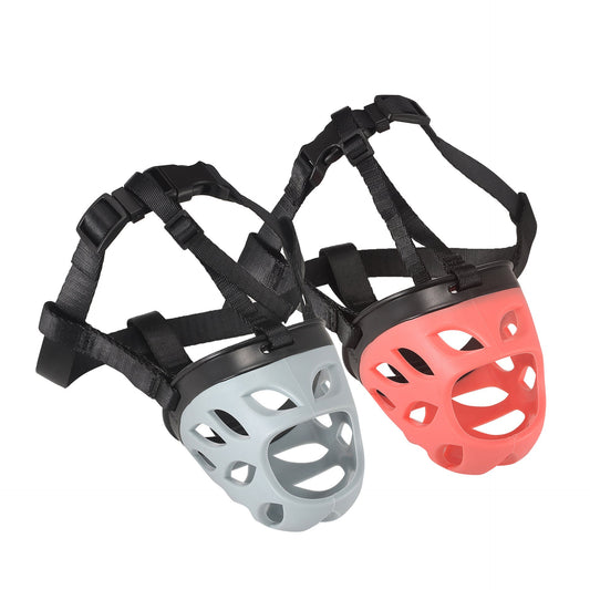 KFX-5712061 Stylish Dog Muzzle for Anti-Biting, Barking, and Anti-Eating - Red and Grey Options