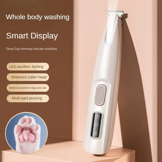 KFX-5721917 LED Light Waterproof Electric Pet Paw Trimmer with Safety Features and Rechargeable Battery