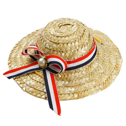 KFX-5722301 Stylish Straw Hat for Pet Shade - Perfect for Cats and Dogs