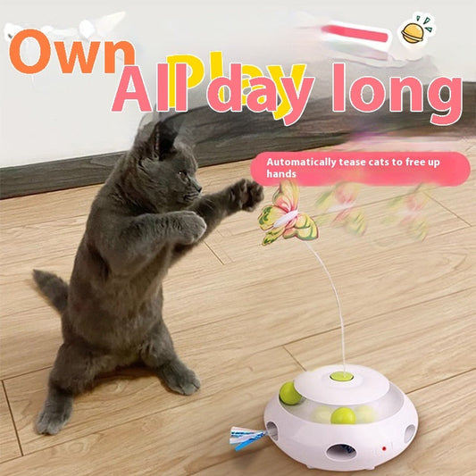KFX-5730493 Automatic Electric Cat Toy with Rechargeable Function and Interchangeable Heads, Perfect for Pet Playtime