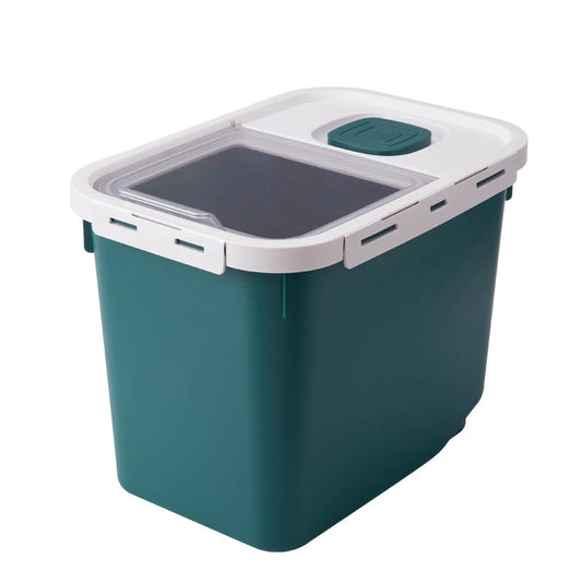 KFX-5735613 Moisture-Proof Pet Food Storage Barrel - 12L Capacity, Green/Orange/White