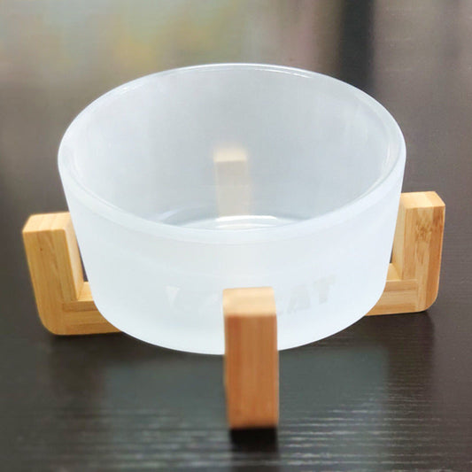 KFX-5741373 Oblique Glass Bowl for Cats and Dogs - High Borosilicate Glass, 164x98 mm, Anti-Tipping Design