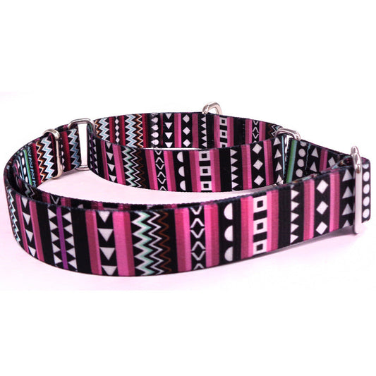 KFX-5747133 Color Stripe Digital Printing Pet Walking Collar in Purple Arrow Gradient, Casual Polyester Design, Various Sizes Available