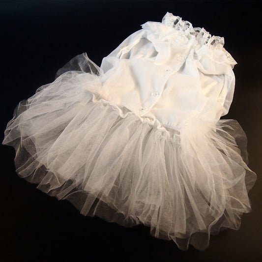 KFX-5751485 Chiffon Princess Skirt for Pets in White and Lotus Root Pink – Sizes M to 5XL
