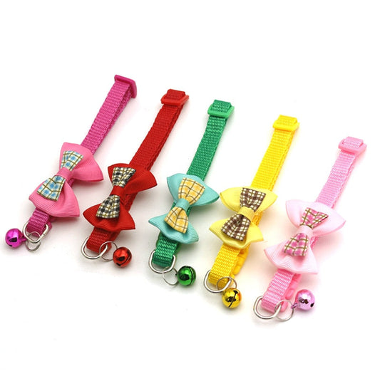 KFX-5752893 Stylish Bow Tie Pet Collar with Bells - Available in Multiple Colors
