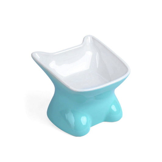 KFX-5756861 Ceramic Pet Bowl with High Feet and Oblique Mouth for Cervical Spine Support - Available in Multiple Colors