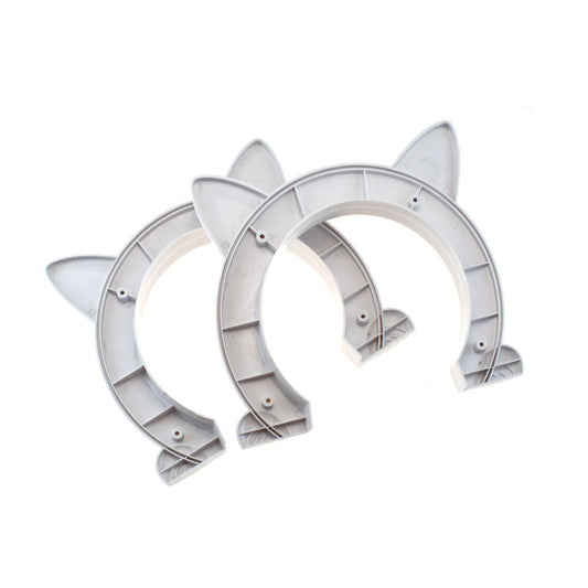 KFX-5760701 Round Cat Door - Plastic Pet Access Door in White, Black, and Brown, Frame Size 22.5cm x 27cm x 5.5cm