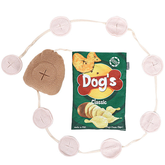 KFX-5765053 Dog Fashion Personality Potato Chips Plush Toy - Soft Polyester, Colorful, 17x23.5cm