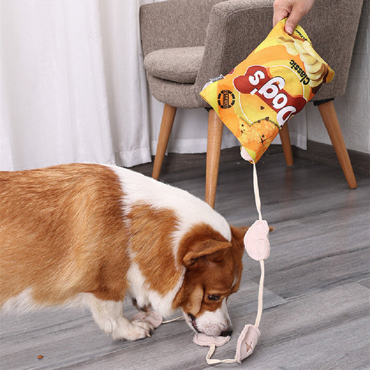 KFX-5765053 Dog Fashion Personality Potato Chips Plush Toy - Soft Polyester, Colorful, 17x23.5cm