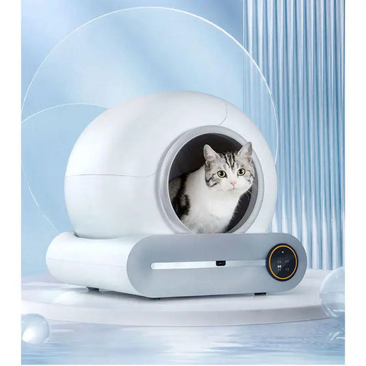 KFX-577555 Large Capacity Smart Cat Litter Box with Automatic Cleaning and Odor Control, 65L Easy-Clean Design