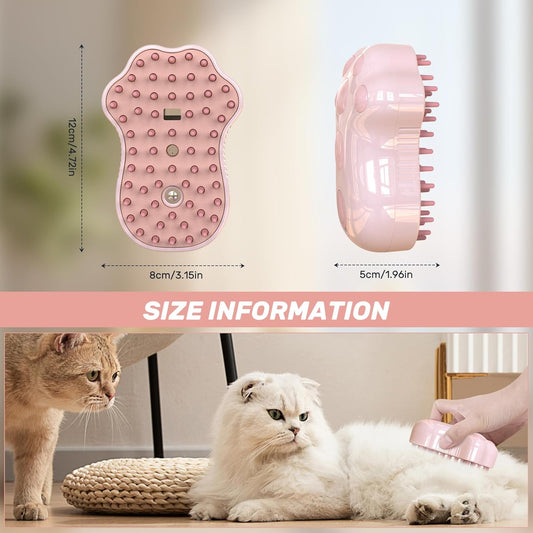 KFX-5781181 Self-Cleaning 4-in-1 Cat Steam Brush with Massage Function for All Hair Types
