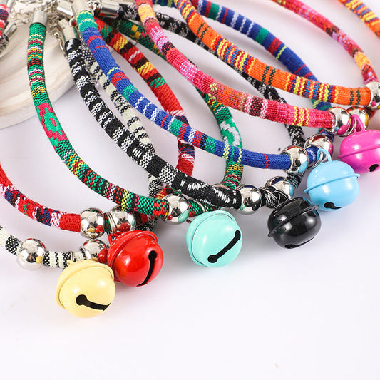 KFX-5785661 Trendy Adjustable Monochrome Cat Collar with Chain Design