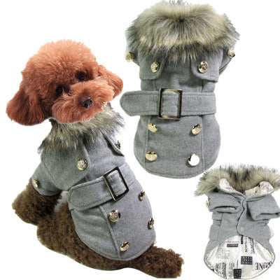 KFX-5793597 Luxury Warm Furry Jacket Coat for Pets - Wool Blend, Available in Various Colors and Sizes
