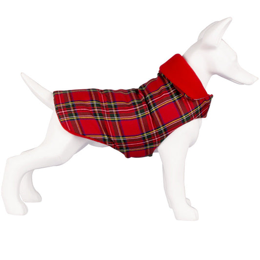KFX-5793853 Red Plaid Dog Coat Warm Thickened Cotton Vest for Pets