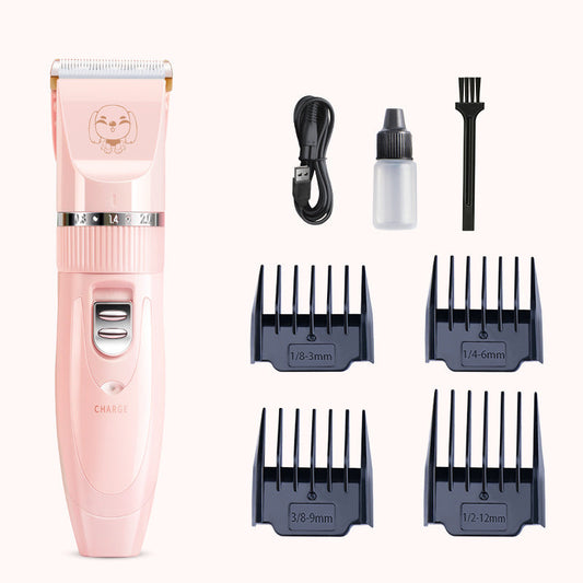 KFX-5806525 Pet Wireless Charging Grooming Hair Trimmer Set - Low Noise, Washable Head, 5 Adjustable Trimming Bits