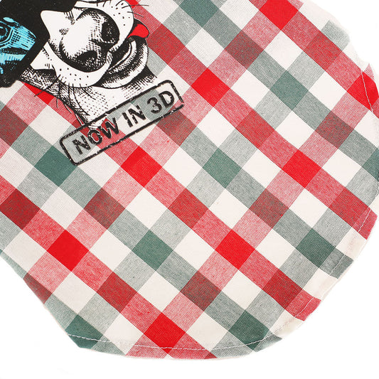 KFX-5807293 Red and White Plaid Cotton Leisure T-Shirt for Summer