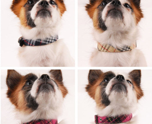 KFX-5808701 PU Leather Twill Dog Collar - Adjustable Sizes in Rose Red, Blue, Red, Yellow