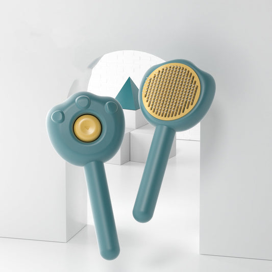 KFX-5819709 Self-Cleaning Pet Grooming Comb for Cats with Cute Handle - 183mm x 90mm