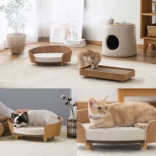 KFX-5831997 Wooden Cat Nest Sofa Bed for Pets - Cozy and Durable Design