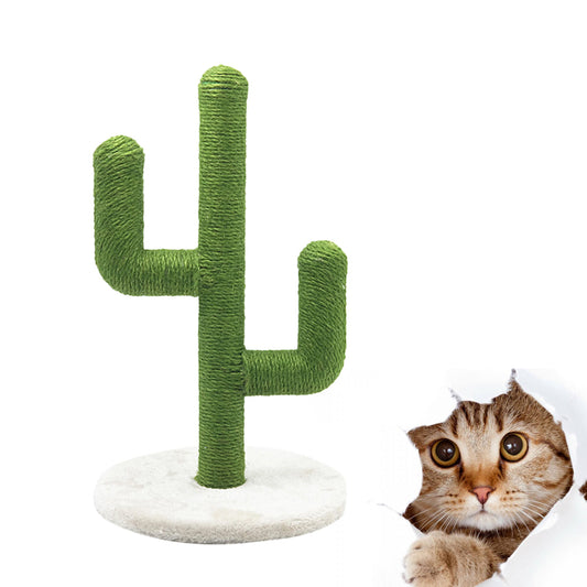 KFX-5836989 Cactus-Shaped Cat Climbing Frame with Sisal Scratching Post, 30x30x49cm, E1 Grade Wood, Green