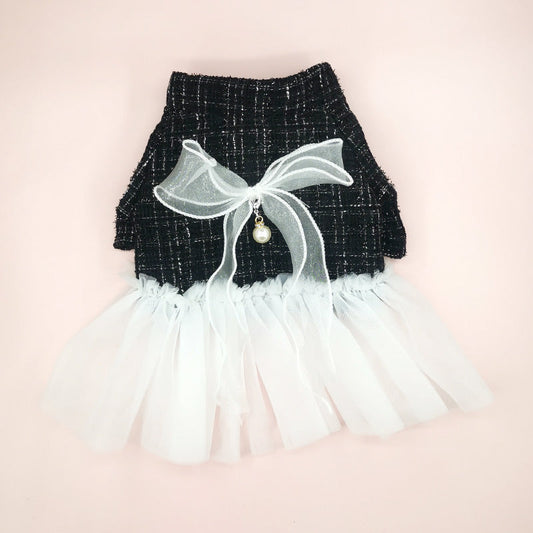 KFX-5849789 Classic Black and White Gauze Skirt for Small Dogs, XS-XL Size Options