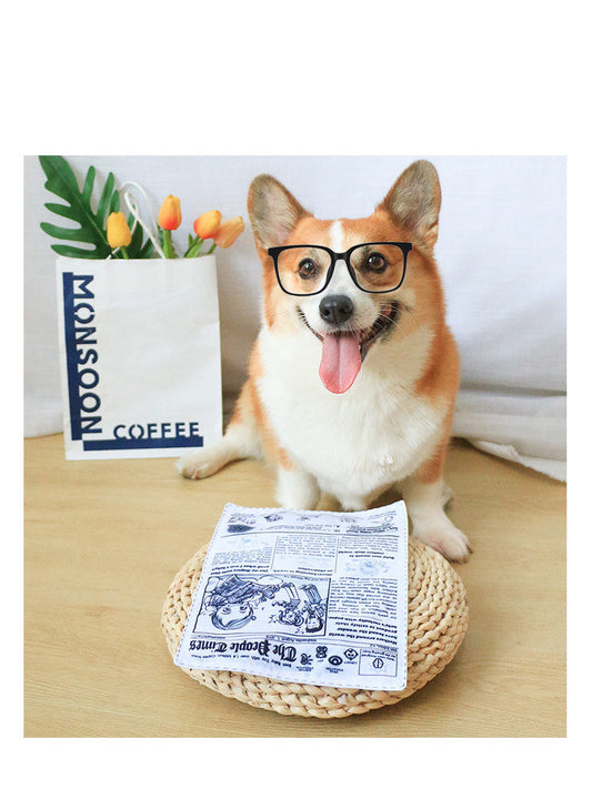 KFX-5850045 Pet Dog Sound Paper Toy - Cloth and Sound Paper Newspaper for Playtime, 25x18cm