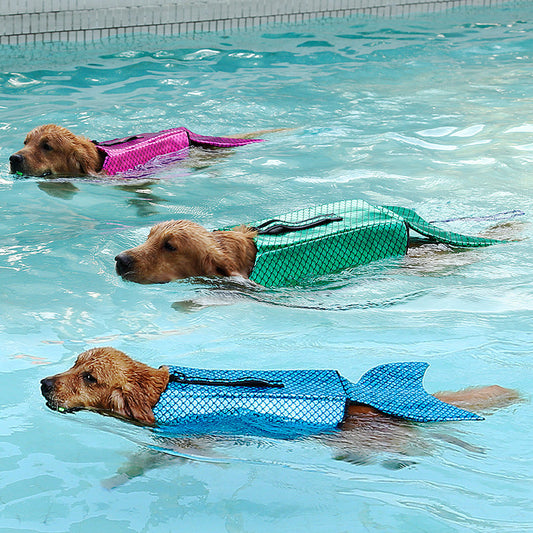KFX-5861309 Pet Swimming Vest - Shark, Duck, & Mermaid Designs in Waterproof Nylon/Polyester