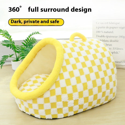 KFX-5864765 Warm Semi-Enclosed Dog House Pet Bed - Available in Multiple Colors and Sizes