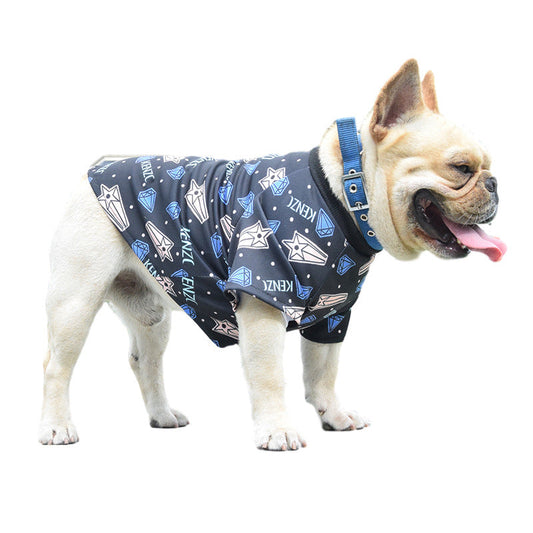 KFX-5868861 Meteor Print Pet Clothing for Small Dogs - Blue Polyester Two-Legged Apparel
