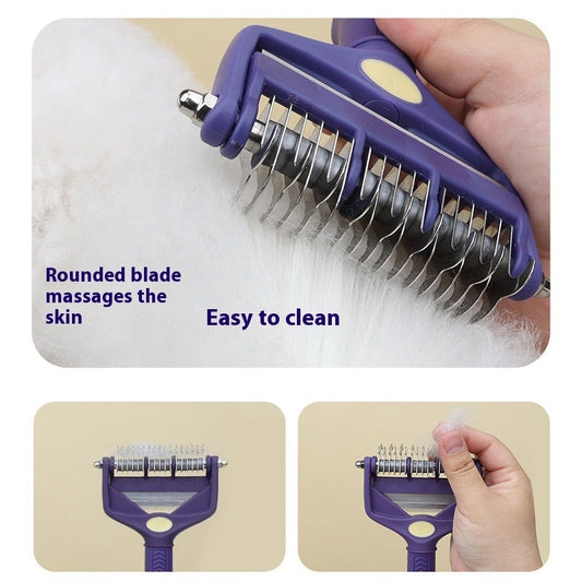 KFX-5883581 Multi-functional Dog and Cat Knot Untangling Comb for Effective Hair Cleaning with Metal and Plastic Design
