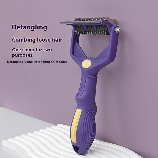 KFX-5883581 Multi-functional Dog and Cat Knot Untangling Comb for Effective Hair Cleaning with Metal and Plastic Design