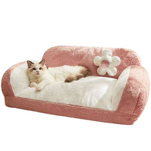 KFX-5886013 Cozy Removable and Washable Cat Nest for Indoor Cats - Ins Cream Puff & Strawberry Cheese Design