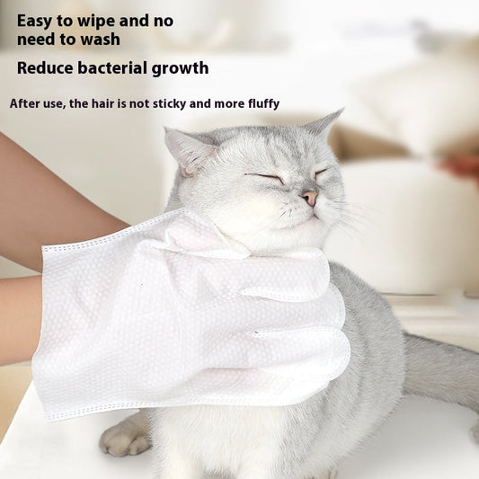 KFX-5887421 Pet Cleaning Wipes Gloves for Dogs - Deodorizing Wash-free Dry Cleaning - 6 Pack, Pink & White
