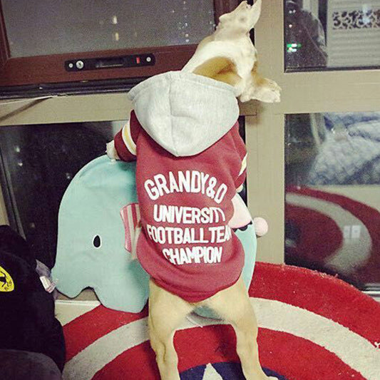 KFX-5890109 Cozy Pullover Hooded Sweater for Dogs in Red and Green, Velvet Material, Sizes XS to XXL