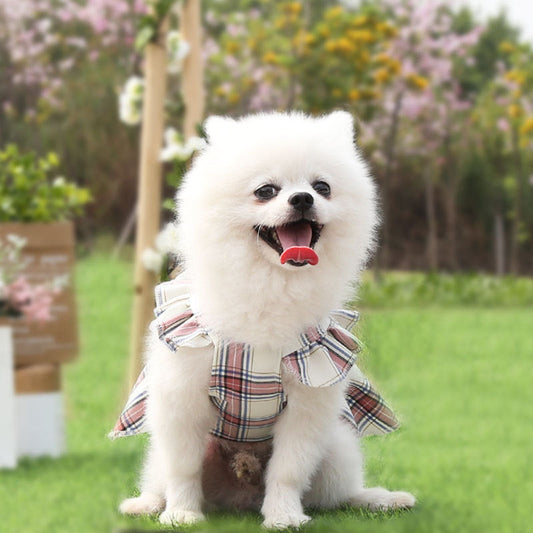 KFX-5894077 Cotton Casual Dog Walking Skirt in Rose Red and Yellow for Small to Medium Sizes