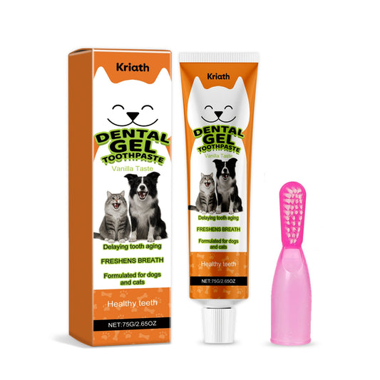 KFX-5901117 Vanilla Flavored Pet Toothpaste Care Set with Toothbrush for Dental Health
