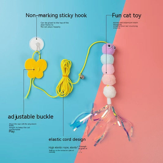 KFX-5909821 Hanging Plush Cat Teaser with Colorful Caterpillars and Insects for Interactive Play