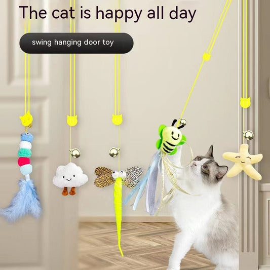 KFX-5909821 Hanging Plush Cat Teaser with Colorful Caterpillars and Insects for Interactive Play