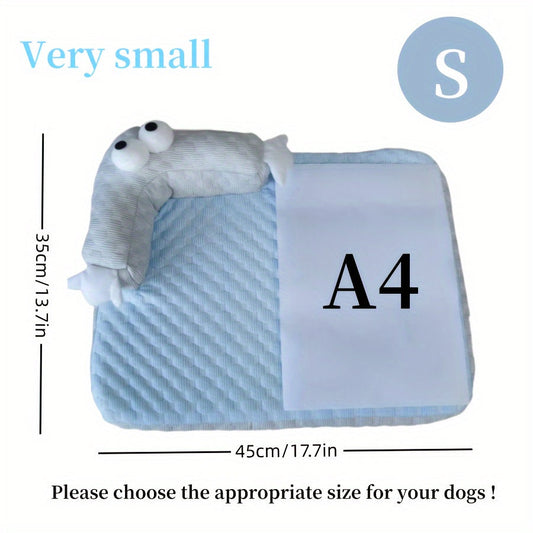 KFX-5918013 Big-Eyed Monster Design Breathable Pet Bed for Dogs and Cats - Non-Slip Summer Sleeping Pad for Home and Outdoor