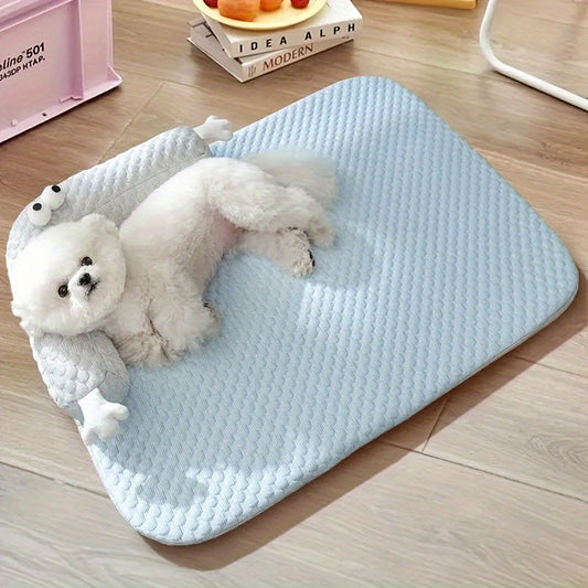 KFX-5918013 Big-Eyed Monster Design Breathable Pet Bed for Dogs and Cats - Non-Slip Summer Sleeping Pad for Home and Outdoor