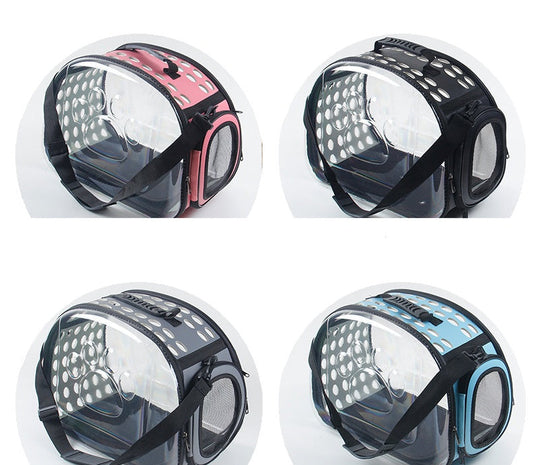 KFX-5922749 Portable Transparent Cat and Dog Backpack - Breathable, Foldable Pet Carrier with Four-Sided Mesh Panels, Small and Large Sizes Available