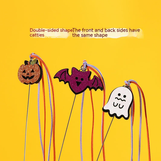KFX-5927101 Halloween Cat Interactive Teaser Toy with Sounding Bell - Pumpkin, Bat, Ghost Designs